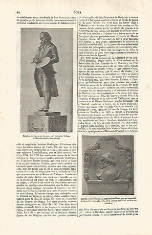 LAMINA ESPASA 32059: Estatua de Goya por F. Nobas