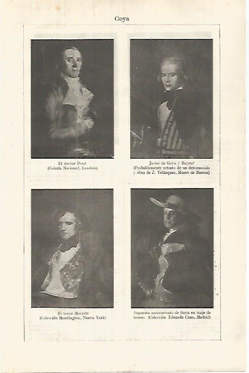 LAMINA ESPASA 32066: Autorretrato  Javier de Goya el Tenor Mocarte y el Doctor Oerat por Goya