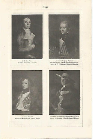 LAMINA ESPASA 32066: Autorretrato  Javier de Goya el Tenor Mocarte y el Doctor Oerat por Goya