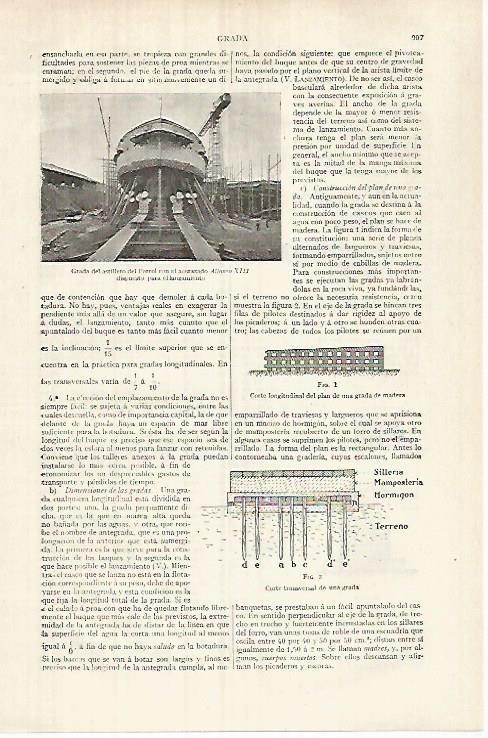 LAMINA ESPASA 32085: Grada del astillero del Ferrol