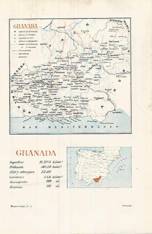 LAMINA ESPASA 32094: Mapa de la provincia de Granada