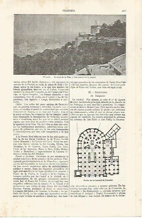 LAMINA ESPASA 32097: Torre de la Vela Granada