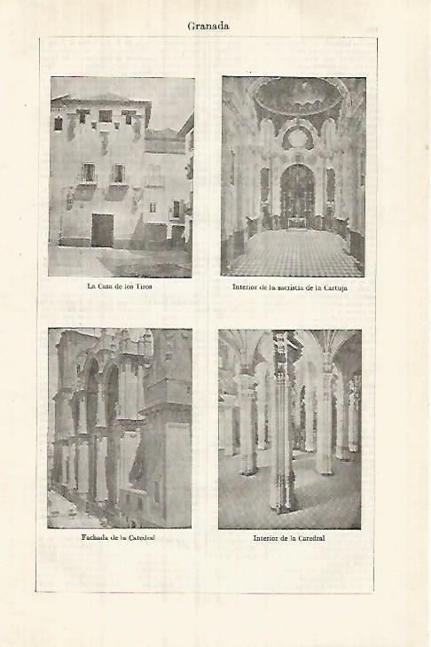LAMINA ESPASA 32098: Casa de los Tilos Cartuja y Catedral dee Granada
