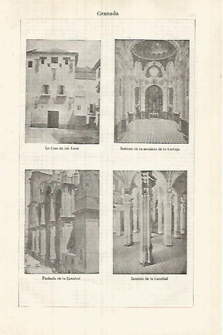 LAMINA ESPASA 32098: Casa de los Tilos Cartuja y Catedral dee Granada