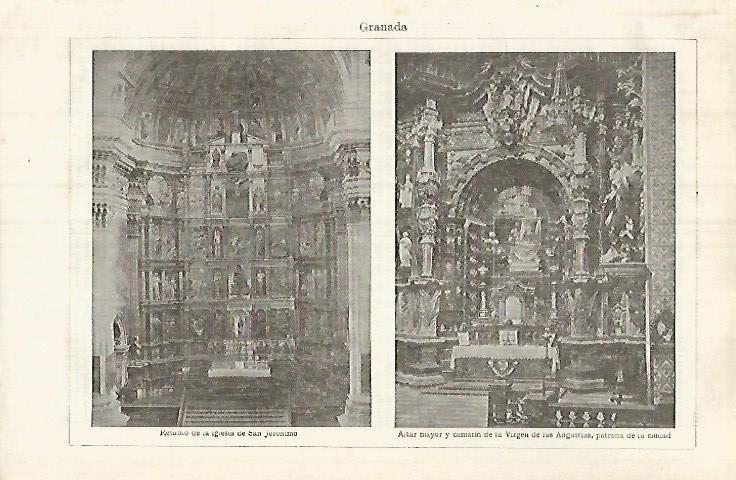 LAMINA ESPASA 32100: Retablo de San Jeeronimo y Altar Mayor de la Virgen de las Angustias en Granada