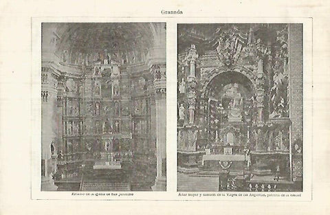LAMINA ESPASA 32100: Retablo de San Jeeronimo y Altar Mayor de la Virgen de las Angustias en Granada