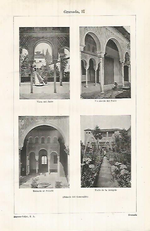 LAMINA ESPASA 32104: Palacio del Generalife en Granada