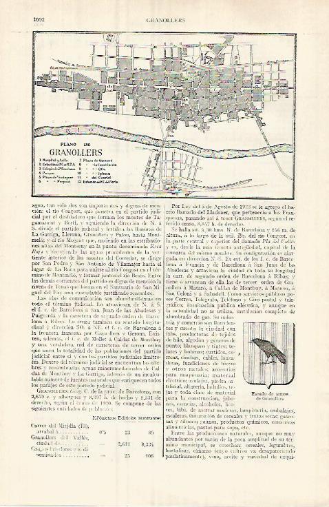 LAMINA ESPASA 32108: Plano de Granollers Barcelona