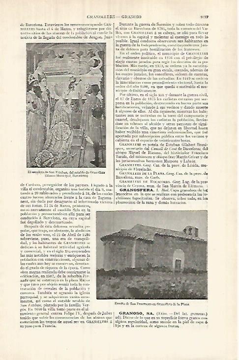 LAMINA ESPASA 32111: El sepulcro de San Esteban del retablo de Granollers Barcelona