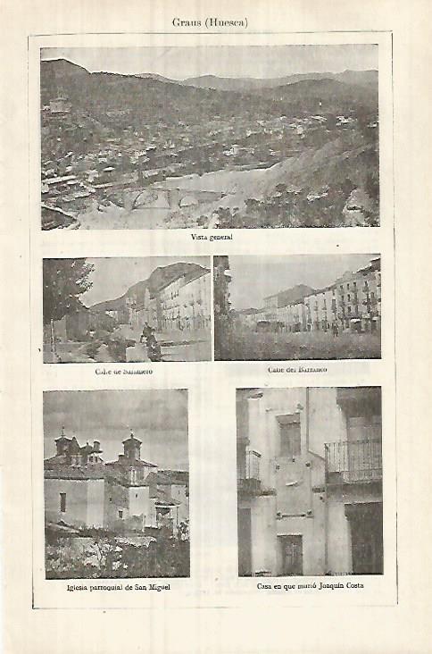 LAMINA ESPASA 32116: Vistas de Graus Huesca