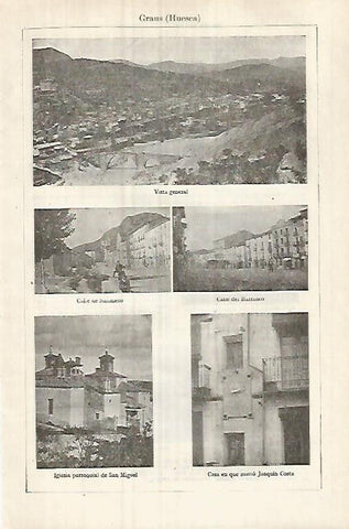 LAMINA ESPASA 32116: Vistas de Graus Huesca