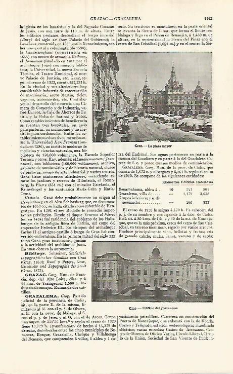 LAMINA ESPASA 32119: Plaza Mayor y Johanneum en Graz Austria