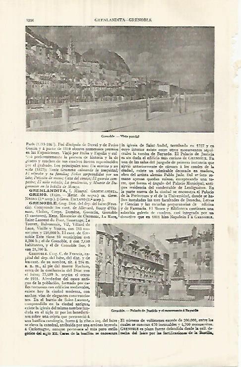 LAMINA ESPASA 32137: Vista de Grenoble Francia