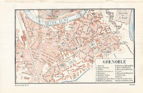 LAMINA ESPASA 32138: Plano de Grenoble Francia