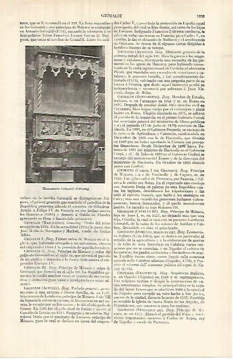 LAMINA ESPASA 32143: Monumento Grimaldi en Genova