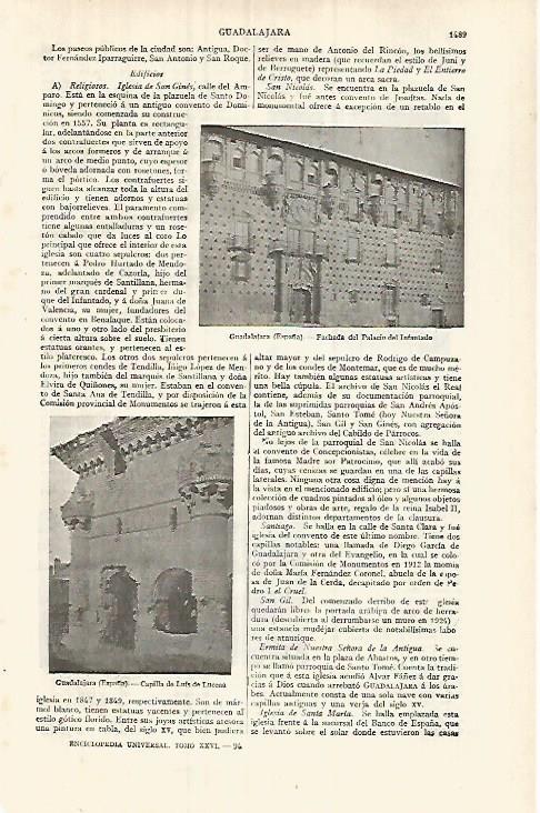 LAMINA ESPASA 32158: Palacio del Infantado y Capilla de Luis de Lucena en Guadalajara