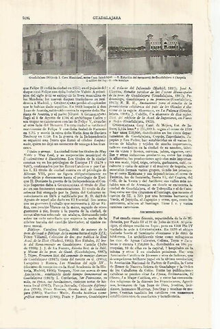 LAMINA ESPASA 32161: Casa Arzobispal estacion de tren en Guadalajara Mexico