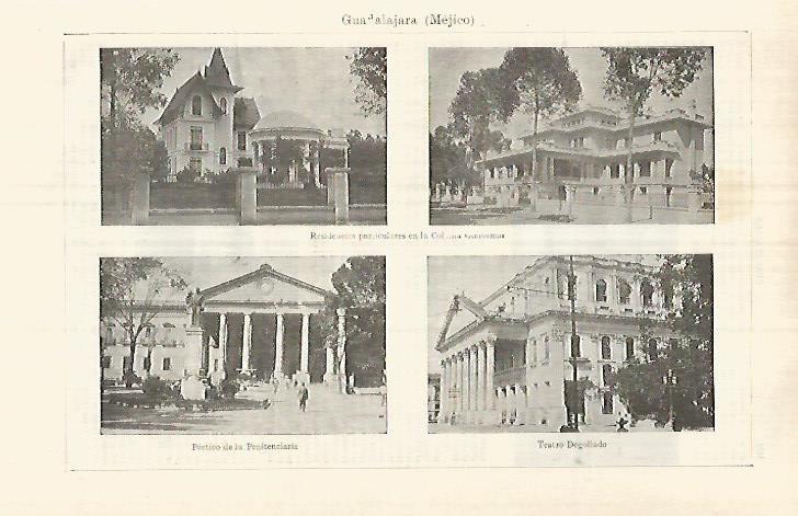 LAMINA ESPASA 32164: Colonia Reforma  Teatro Degollado y Penitenciaria en Guadalajara Mexico