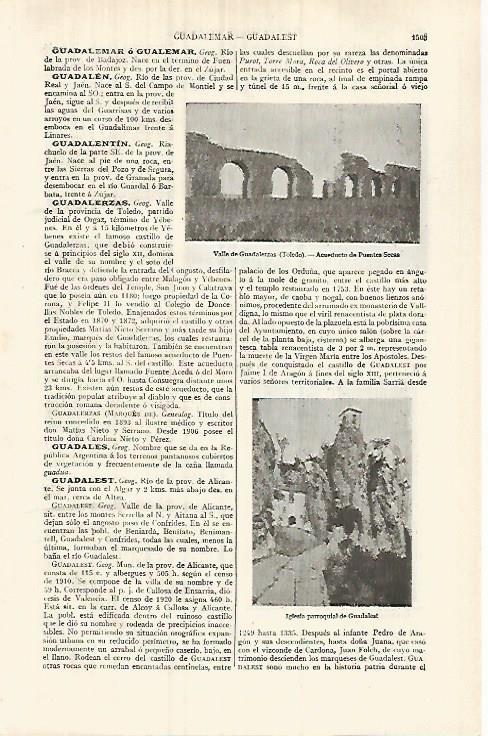 LAMINA ESPASA 32168: Acueducto en  Valle de Guadalerzas Toledo