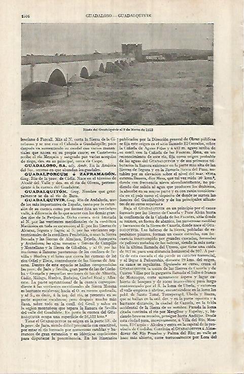 LAMINA ESPASA 32169: Riada del Guadalquivir en 1912