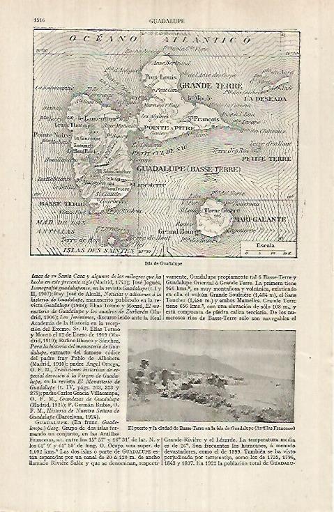 LAMINA ESPASA 32175: Mapa de la Isla de Guadalupe