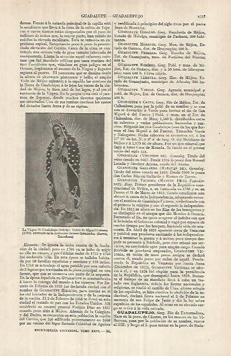 LAMINA ESPASA 32177: La Virgen de Guadalupe Hidalgo
