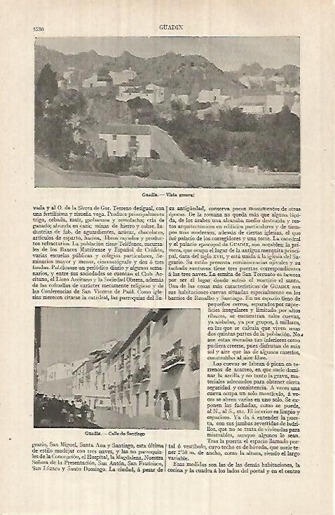 LAMINA ESPASA 32180: Vista de Guadix Granada
