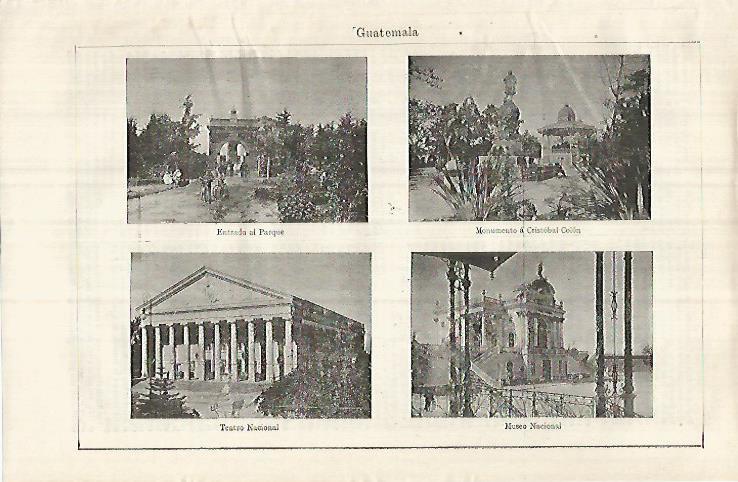 LAMINA ESPASA 32202: Monumento a Colon Teatro Nacional parque y Museo Nacional de Guatemala