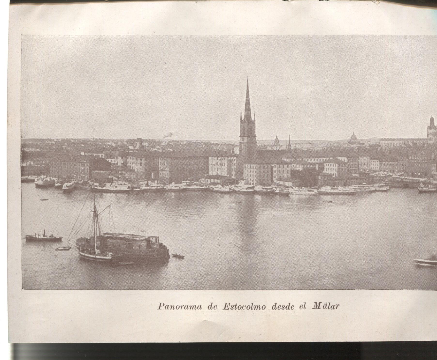 Lamina 12/13: Libro Nils Holgersson: La iglesia de Leksand + Panorama de Estocolmo desde el Malar