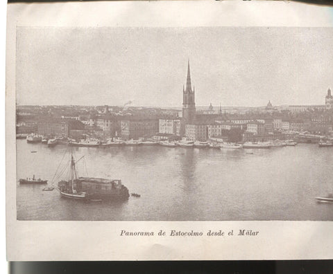 Lamina 12/13: Libro Nils Holgersson: La iglesia de Leksand + Panorama de Estocolmo desde el Malar