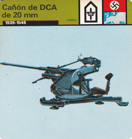 FICHA ARMAS: CAÑON DE DCA DE 20 MM. 1939-1945