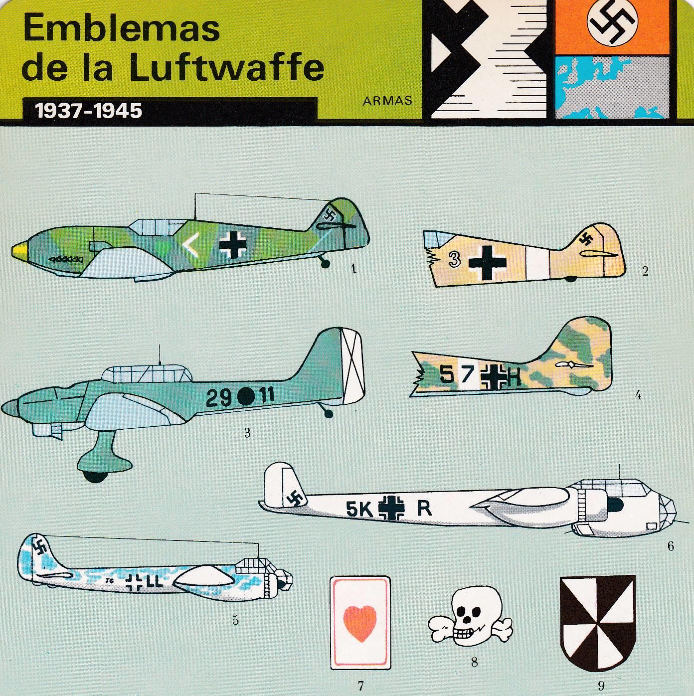 FICHA ARMAS: EMBLEMAS DE LA LUFTWAFFE. 1937-1945