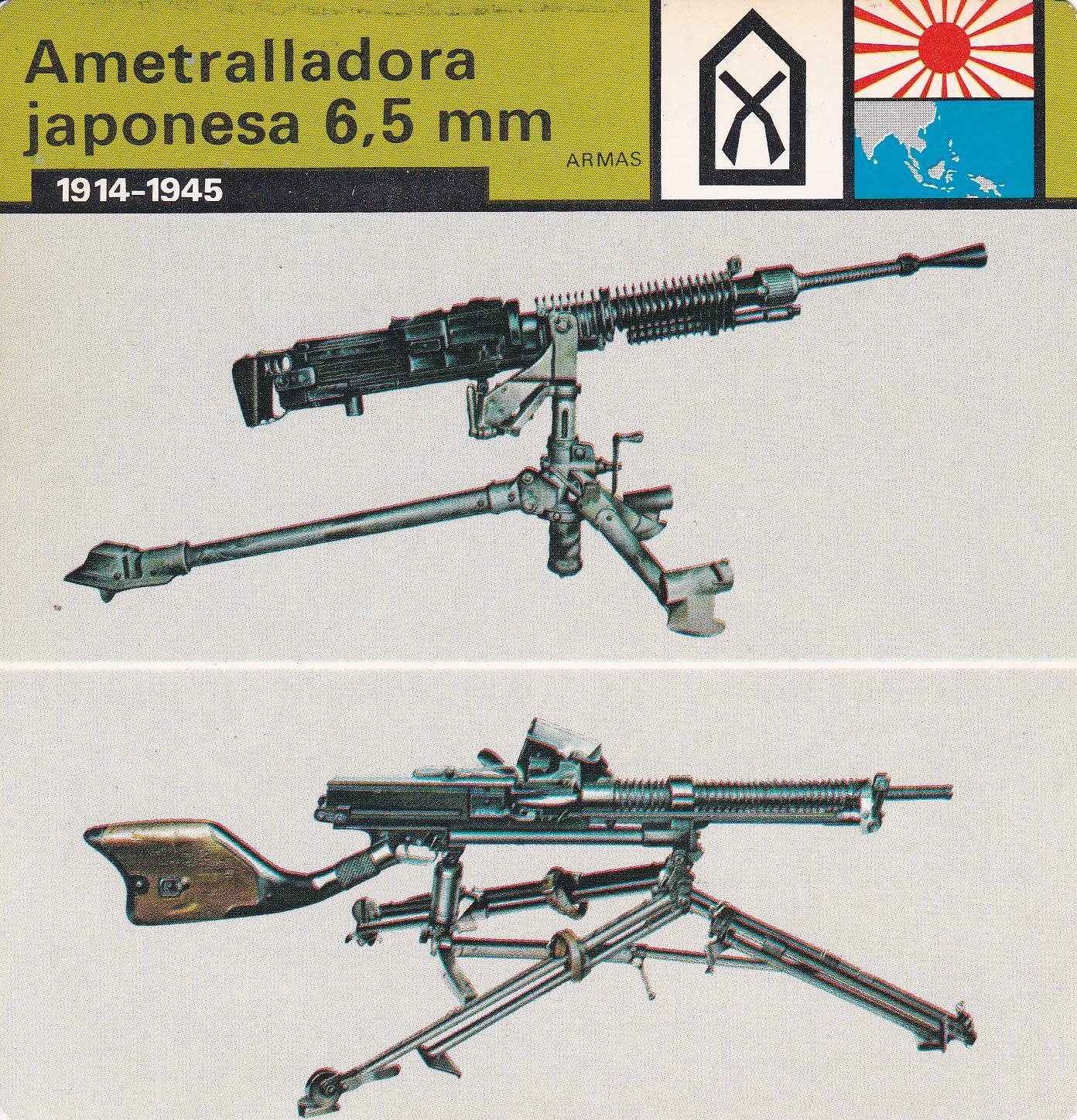 FICHA ARMAS: AMETRALLADORA JAPONESA 65 MM. 1914-1945