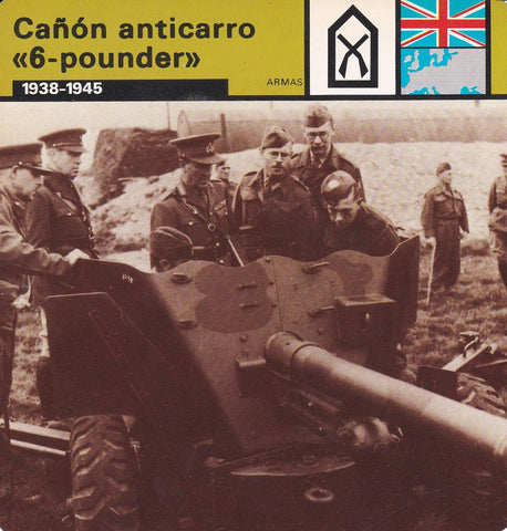 FICHA ARMAS: CAÑON ANTICARRO 6-POUNDER. 1938-1945