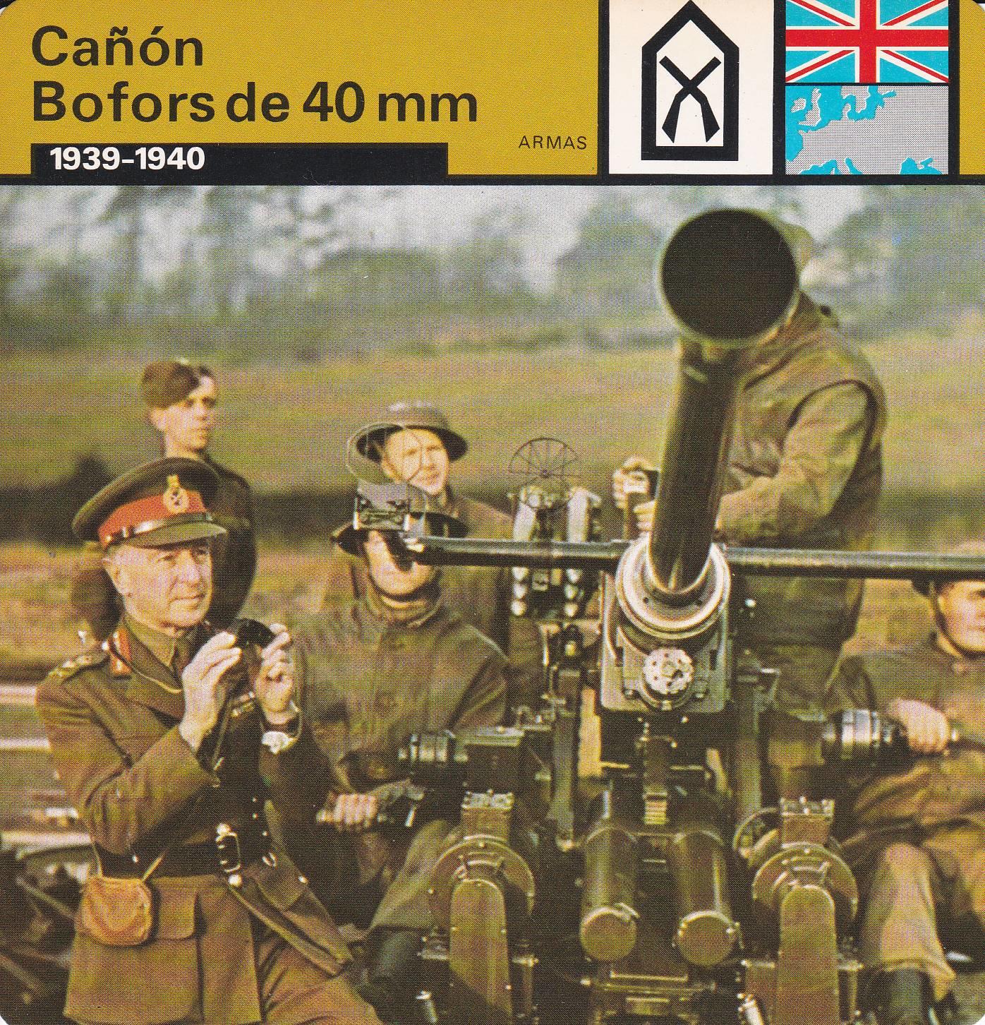 FICHA ARMAS: CAÑON BOFORS DE 40 MM. 1939-1940