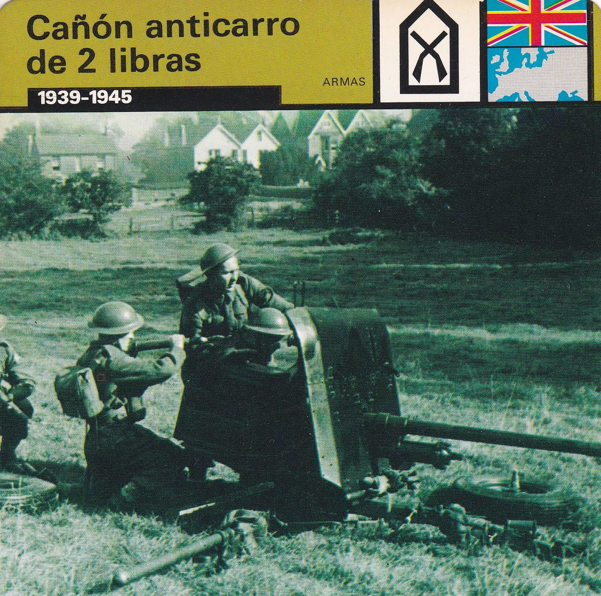 FICHA ARMAS: CAÑON ANTICARRO DE 2 LIBRAS. 1939-1945