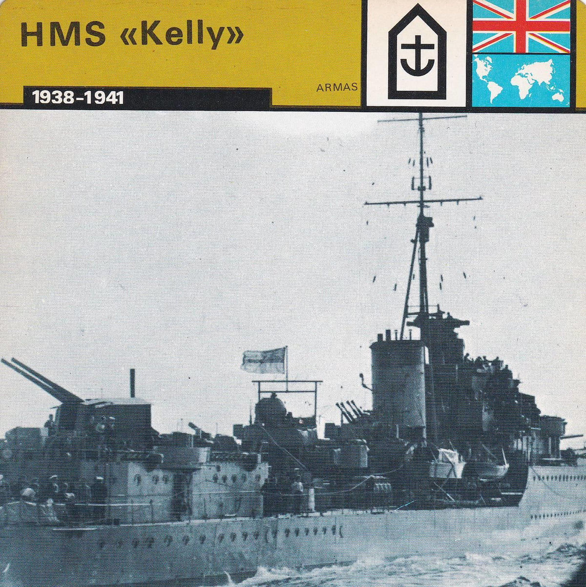 FICHA ARMAS: HMS KELLY. 1938-1941