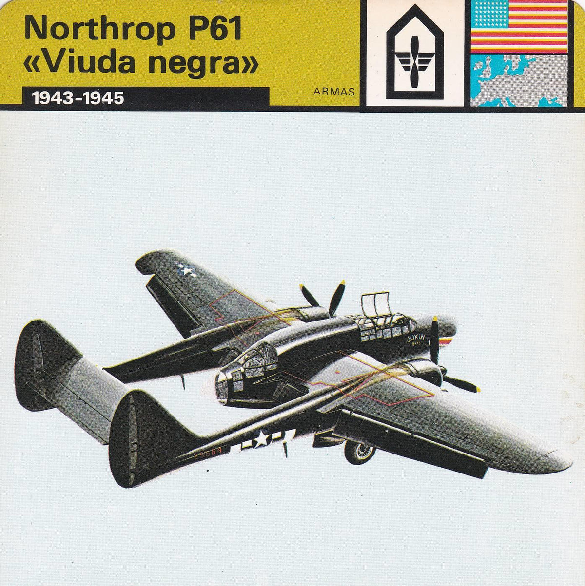 FICHA ARMAS: NORTHROP P61 VIUDA NEGRA. 1943-1945