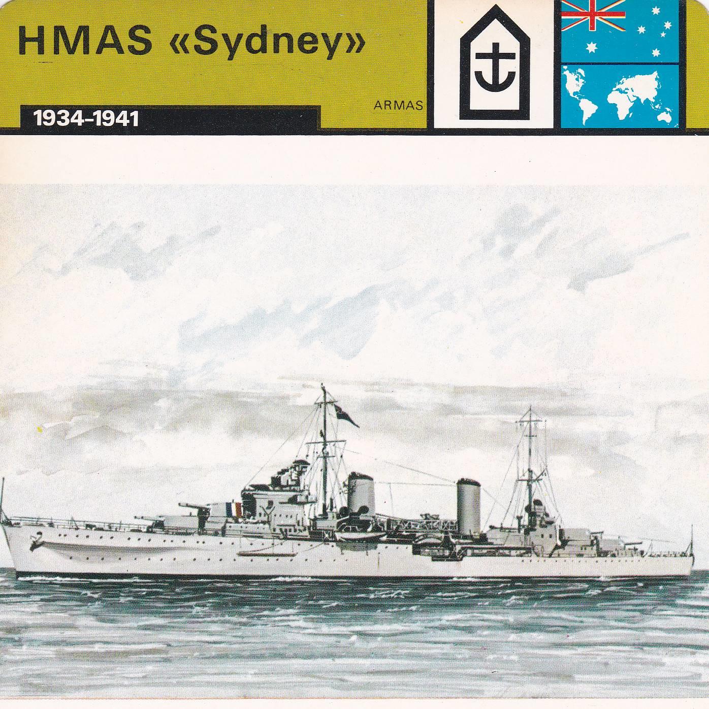 FICHA ARMAS: HMAS SYDNEY. 1934-1941