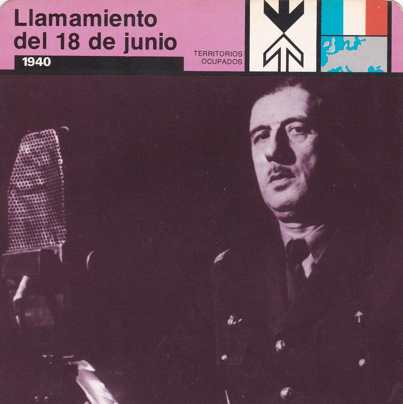 FICHA TERRITORIOS OCUPADOS: LLAMAMIENTO DEL 18 DE JUNIO. 1940