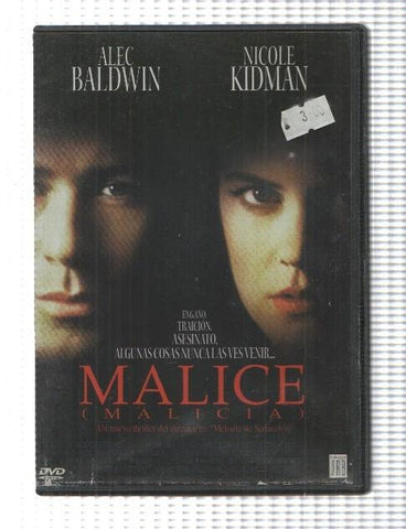 Pelicula DVD: Malice (Malicia), 1993 - Alec Baldwin, Nicole Kidman. Director: Harold Becker
