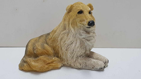 Figura de perro resina: Collie de pelo largo de 7x9 cm