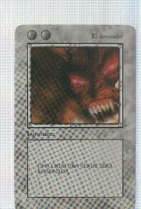 Carta gris: El devorador - Juego de Cartas Coleccionable La Ira del Dragon. Ilustracion: Royo