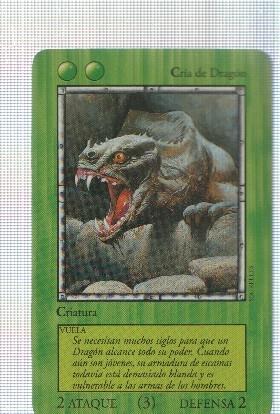 Carta verde: Cria de Dragon - Juego de Cartas Coleccionable La Ira del Dragon. Ilustracion: Segrelles