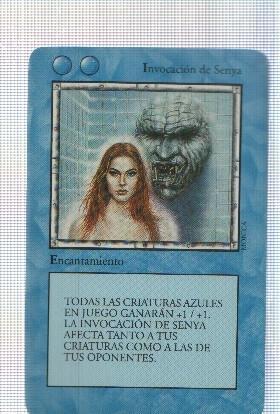 Carta azul: Invocacion de Senya - Juego de Cartas Coleccionable La Ira del Dragon. Ilustracion: Monica