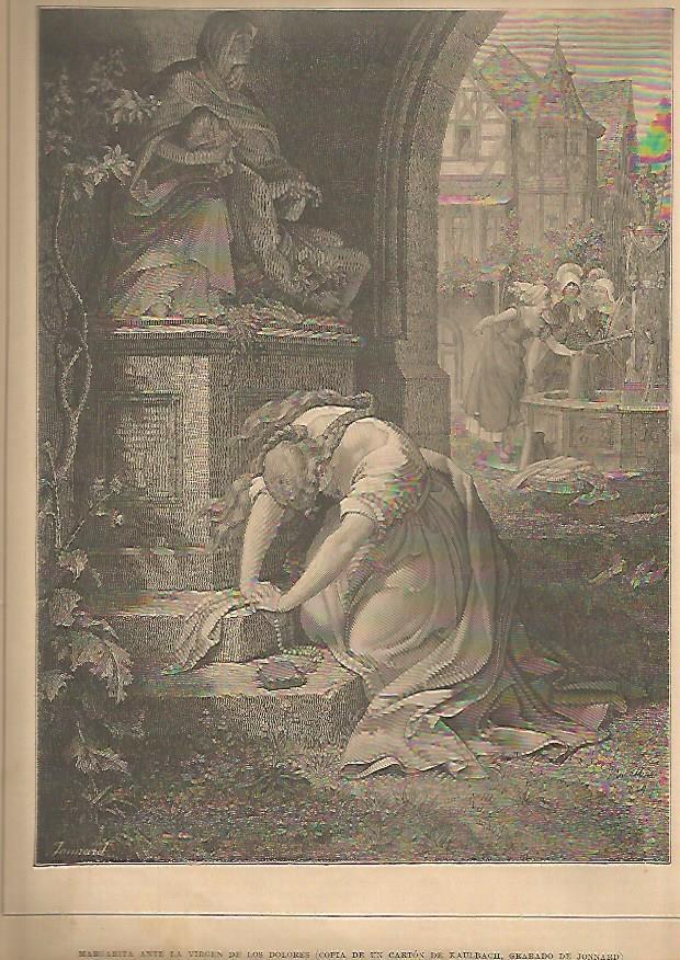 LAMINA 13398: Margarita ante la Virgen de los Dolores, por Kaulbach