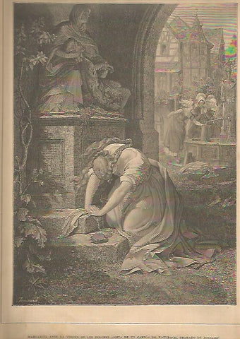 LAMINA 13398: Margarita ante la Virgen de los Dolores, por Kaulbach