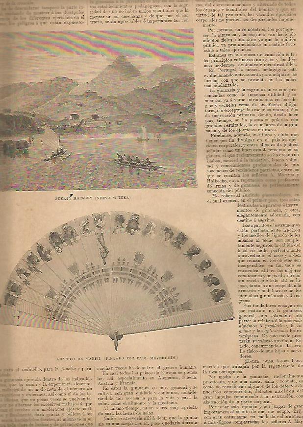 LAMINA 13365: Moresby en nueva Guinea y Abanico pintado por P. Meyerheim