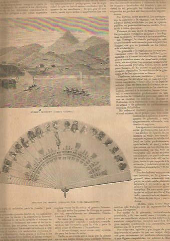 LAMINA 13365: Moresby en nueva Guinea y Abanico pintado por P. Meyerheim