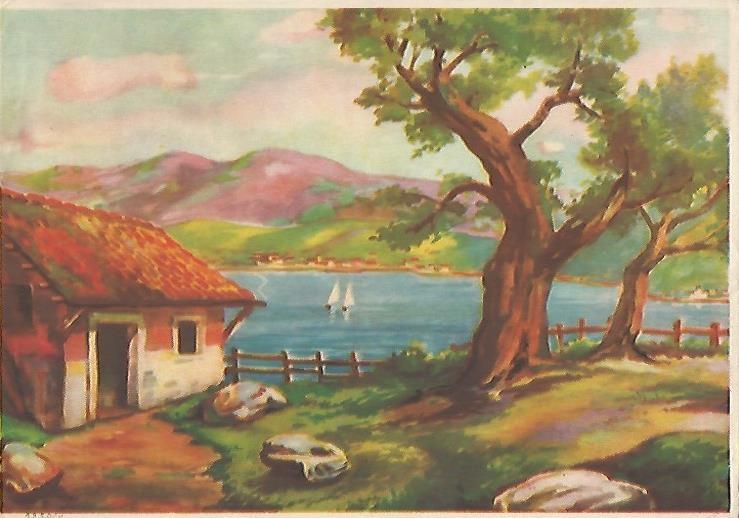 LAMINA 13143: Casa al lado de un lago